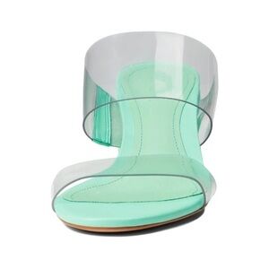 SCHUTZ Victorie Block Heel Sandal Vinyl Transparent/Deep Mint Green 8.5 Y2K 90’s